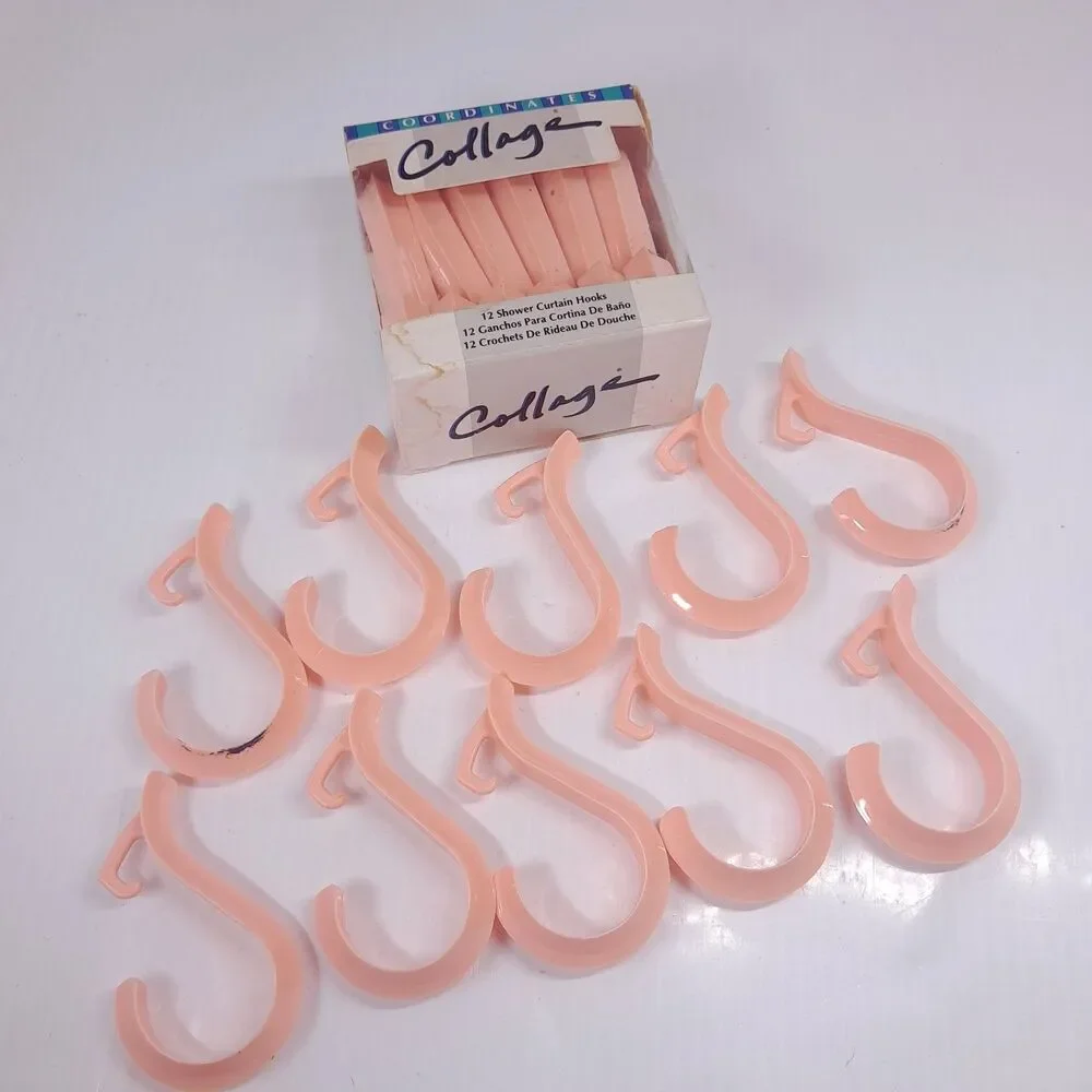 Vintage Collage Coordinates Shower Curtain Hooks Peach coral pastel orange 22